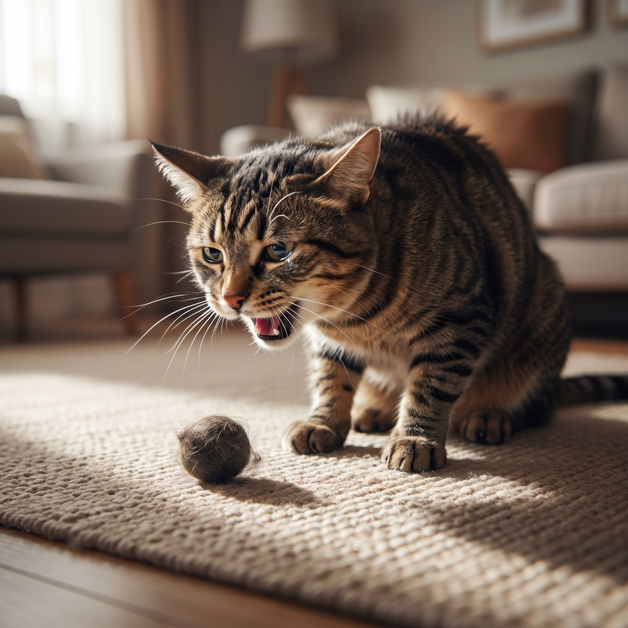 Tired tabby cat lying on its side on a couch
