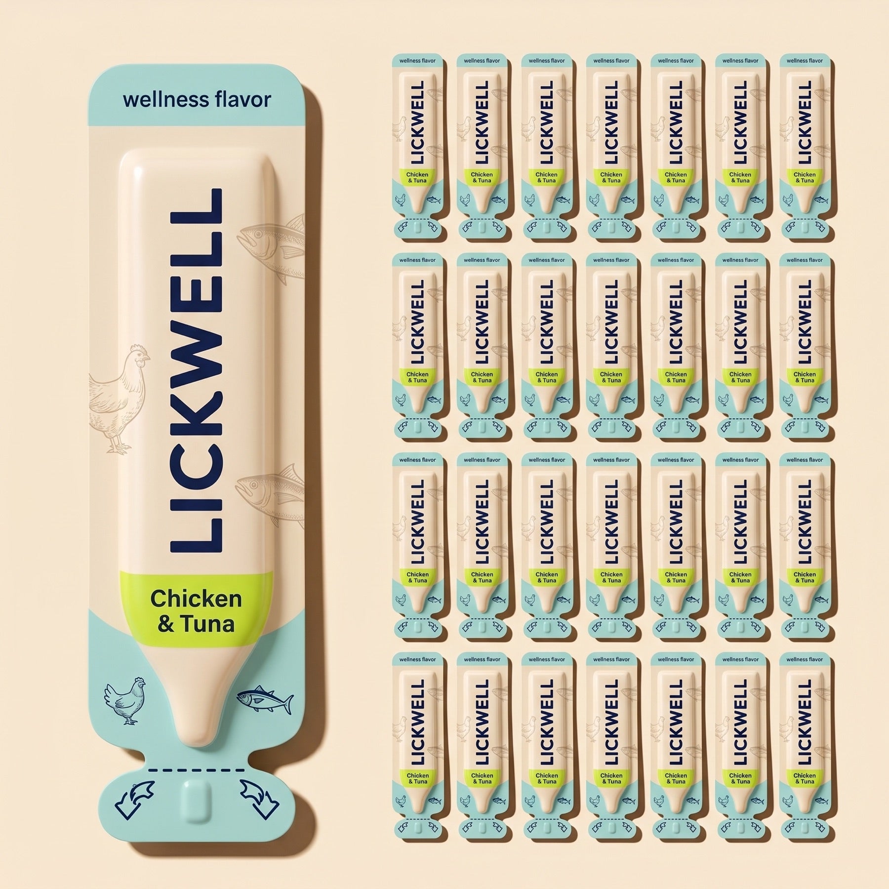 LickWell pouch with single-dose sachets