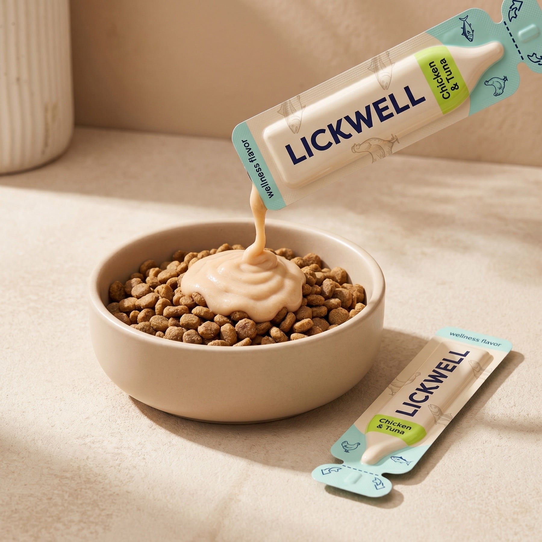 LickWell puree served over cat food