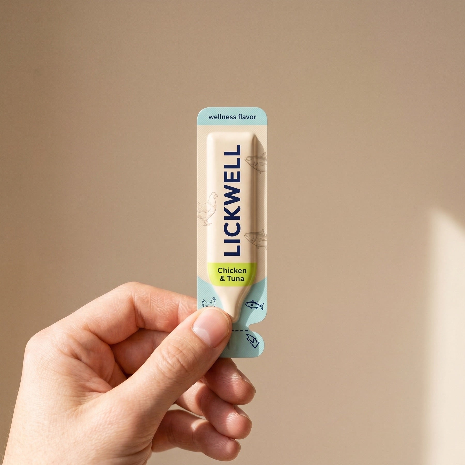 Single LickWell squeeze held in hand